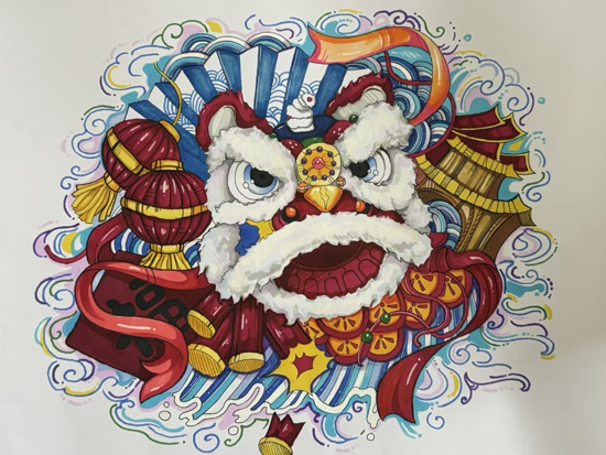 《彩韵舞狮图》柴明雪23动漫制作技术1班.jpg
